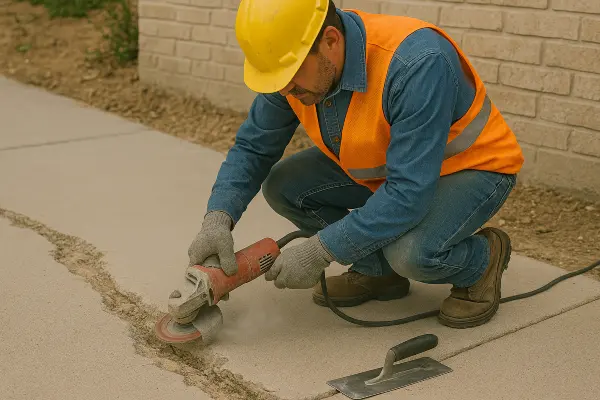 a male worker repairing a sidewalk from DHB Concrete Contractor Fort Worth in Arlington, TX - Arlington TX a male worker repairing a sidewalk from DHB Concrete Contractor Fort Worth in Arlington, TX - Arlington TX