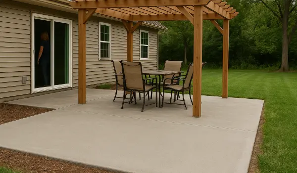 a concrete patio with a pergola from DHB Concrete Contractor Fort Worth in Fort Worth, TX - Commercial Concrete Repair