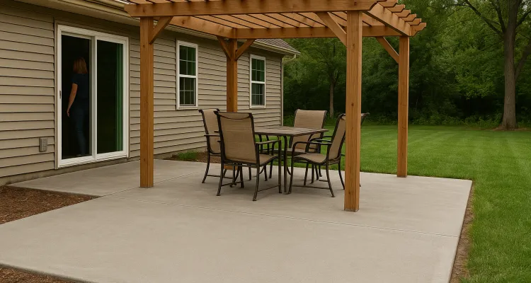 a concrete patio with a pergola from DHB Concrete Contractor Fort Worth in Fort Worth, TX - Commercial Concrete Repair