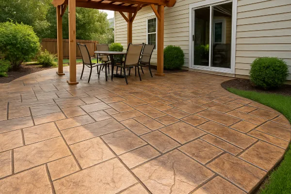 a stamped concrete patio from DHB Concrete Contractor Fort Worth in Fort Worth, TX  Concrete Contractor near me