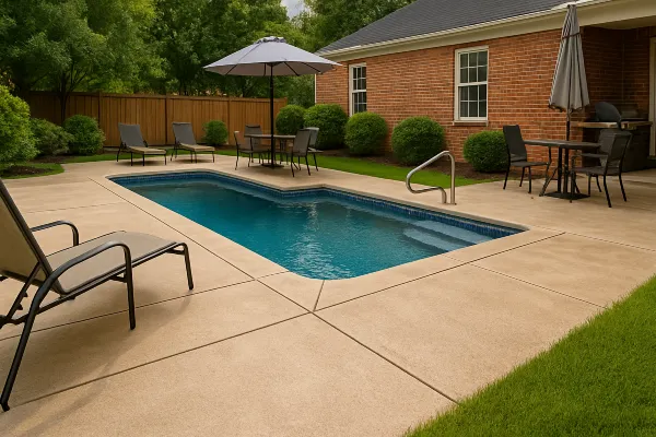 a swimming pool concrete deck from DHB Concrete Contractor Fort Worth in Fort Worth, TX - Concrete Patio Services