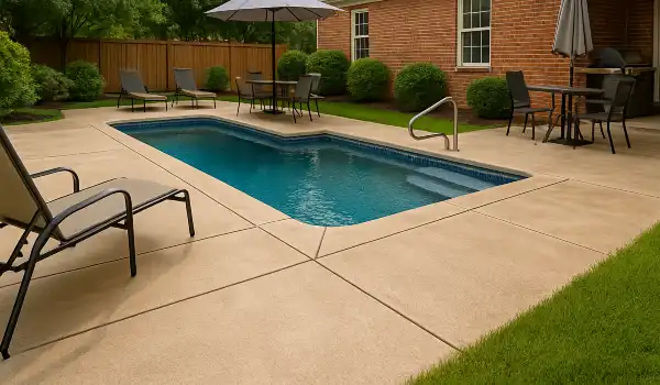 a swimming pool concrete deck from DHB Concrete Contractor Fort Worth in Fort Worth, TX - Concrete resurfacing