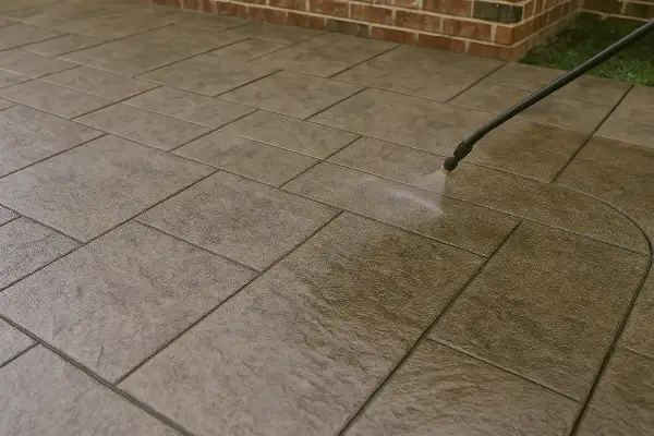 a stamped concrete patio being finished from DHB Concrete Contractor Fort Worth in Dallas, TX - Dallas TX a stamped concrete patio being finished from DHB Concrete Contractor Fort Worth in Dallas, TX - Dallas TX