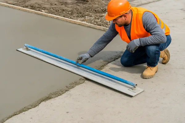 a male worker smoothing a fresh concrete slab from DHB Concrete Contractor Fort Worth in Denton, TX - Denton TX a male worker smoothing a fresh concrete slab from DHB Concrete Contractor Fort Worth in Denton, TX - Denton TX