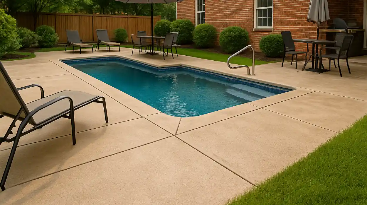 a swimming pool concrete deck from DHB Concrete Contractor Fort Worth in Saginaw, TX - Saginaw TX