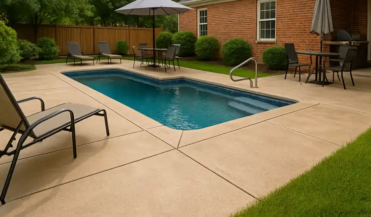 a swimming pool concrete deck from DHB Concrete Contractor Fort Worth in Saginaw, TX - Saginaw TX